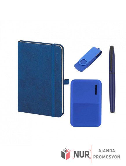 Termo Deri Defter Metal USB Bellek ve Powerbank Seti - NR-8520